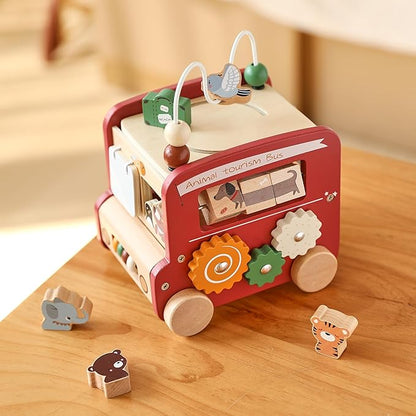 EERKEOD Wooden Activity Cubes for Toddlers Montessori Toys for Boys Girls Educational Learning Toys for Kids Wooden Toys for First Birthday Gift