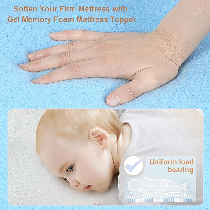 NeoBorn Baby Bassinet Mattress Pad, 32" x 22" Dual Sided Comfort Gel Memory Foam Mattress with Removable Soft Tencel Cover Fit for Fodoss Bassinet
