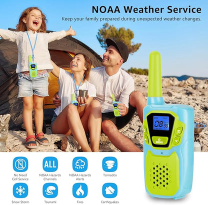 Walkie Talkies for Kids Adults Long Range Rechargeable 3 Pack, FRS 2 Way Radio Toy for 3-12 Year Old Boys Girls Toddlers, Shockproof NOAA Walkie-Talkie 4 Miles for Family Camping Skiing Cruise