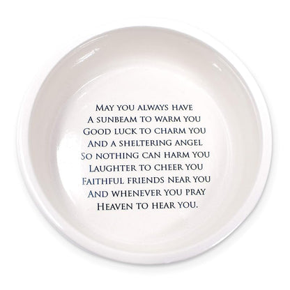 Baptism Gift or First Communion Gift, Ceramic Keepsake Box With Irish Blessing - Round Box with Shamrock in Green for Godchild