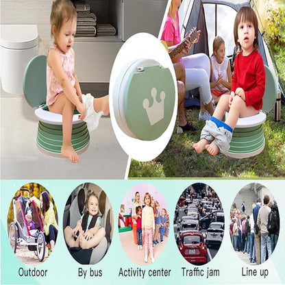 Travel Potty for Toddler, Portable and Foldable Toilet, Apply to Seat Emergency Toilet for Car, Camping, Outdoor, Indoor (green, small)