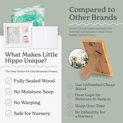 Little Hippo Baby Footprint Kit & Keepsake | Baby Handprint Kit | Baby Hand and Footprint Kit (Alpine White, Standard)