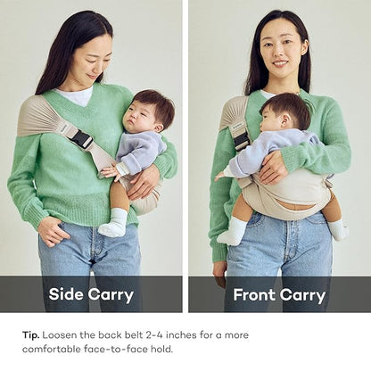 Konny Baby Carrier Hip Seat, Dual Support IHDI Certified with Two Safety Pads, Adjustable Wraps Sling Wearable One Size Fits All, Baby Essentials for 6 to 48 Months up to 44 lbs- Black