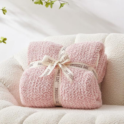 Snuggle Sac Heather Pink Throw Blanket for Couch, Reversible Super Soft Blankets Warm Cozy Knit Fuzzy Plush Lightweight Throws for Sofa, Bed, Camping,Heather Pink, 60x80