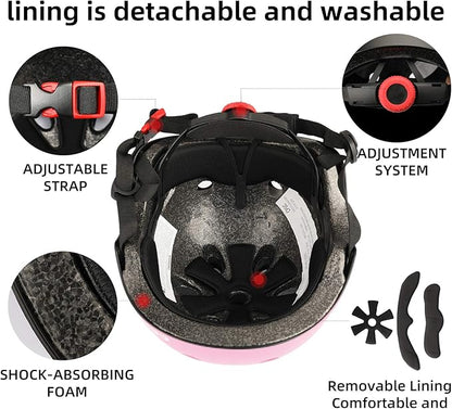 Kids Bike Skateboard Helmet Pad Set,Toddler Cyling Protective Gear Knee & Elbow Pads Wrist Guards for 5-8-10-12-14-16 Years Girls Boys Bicycle Scooter Roller Skate Inline Skating Rollerblading