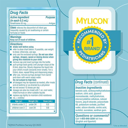 MYLICON Infants Gas Relief Drops for Infants and Babies, Dye Free Formula, 1 Fluid Ounce