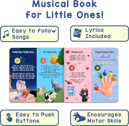 LEARNING BUGS Fun Favorite Nursery Rhymes – Sing Along with 28 Nursery Rhymes, Musical Books for Toddlers, 28-Button Music Book, Musical Toys for Toddlers 1-3