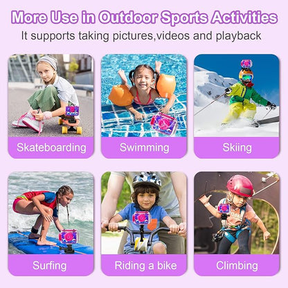 GKTZ Kids Camera - Waterproof Underwater Camera for Kids, Christmas Birthday Gifts for Girls Age 3-12, 1080P HD Children Digital Action Camera, Pool Toys for Kids Age 4-12
