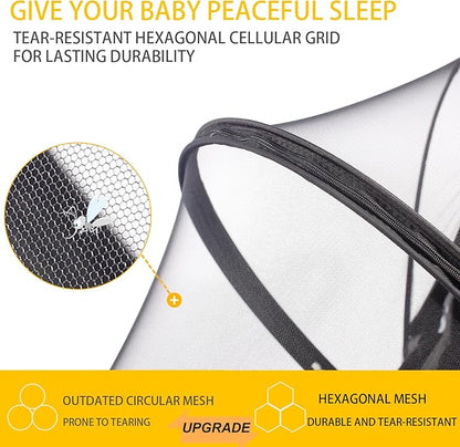 UPF50+ Sunshade Stroller Cover, Universal Breathable 3D Baby Mosquito Net, 2-in-1 Stroller Sun Shade with Two-Way Zipper, UV Protection, Privacy Netting for Stroller