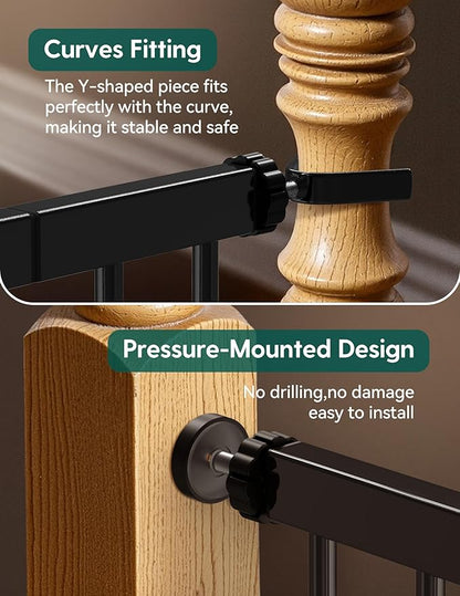 Babelio Baby Gate for Doorways and Stairs, 26-40" Auto Close Dog Gate, Easy-Install Pressure Mounted Satey Door, No Drilling Safety Gate for Child and Pets, Pressguard, Black