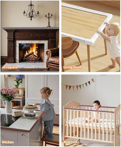 Edge Corner Protector Baby Proofing, 6.56FT 0.6'' Thicken L-Shape Furniture Fireplace Safety Bumper Guard with 6 Corners, Pre-Taped, Soft NBR Rubber Foam, Table Edge Protector for Baby (Grey)