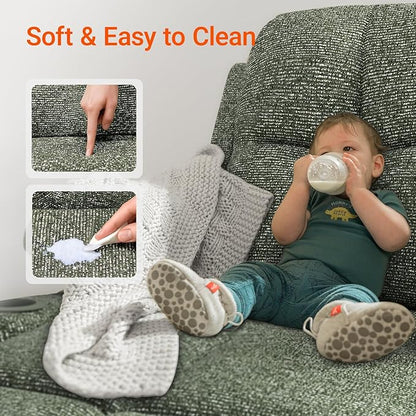 Rocking Chair Nursery with Adjustable Armrests, Electric Glider Recliner Nursing Chair for Breastfeeding, Power Swivel Recliner Chairs with USB Port and Storage, FSC Certified (Moss, Fabric)