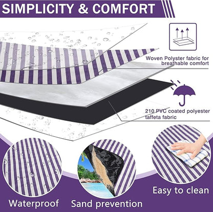 60”x 80” Picnic Blanket Waterproof and Foldable Beach Blanket, 5-Layer Outdoor Mat with Carry Strap for 6 to 8 Adults, for Camping, Park, Beach, Grass, Indoors…