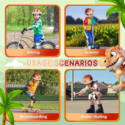 Toddler/Kids Bike Helmet Set for Boys Girls 3D Adjustable Kids Helmet Protective Gear Set Knee Elbow Wrist Pads and Multi-Sports Skateboard Scooter Cycling Roller Balance Bike