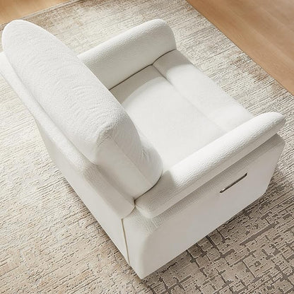 Power Recliner Chair Swivel Glider, Electric Rocking Recliner Chairs with USB and Type-C Ports, Nursery Chair Recliner for Living Room, Bedroom, Apartment（White）