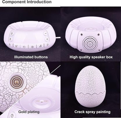 Upgraded Dinosaur Egg Alarm Clock/Digital Clock/Night Light/Music & White Noise Aid Sleep Machine/Bluetooth Speaker, Decor Ideal & Unique Lamp for Bedroom/Living Room, Gifts for Kids