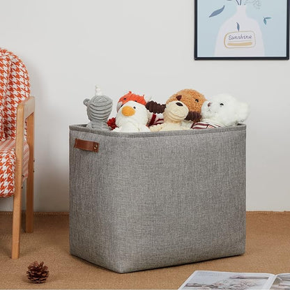 DULLEMELO Grey Storage Baskets 2 Pack Extra Large Fabric Shelf Baskets for Organizing, Closet, Clothes, Toys, Bedroom