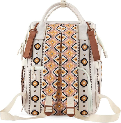 Wrangler Aztec Backpack Organized Daypack Travel Baby Bag with Stroller Strap and Side Bottle Pockets