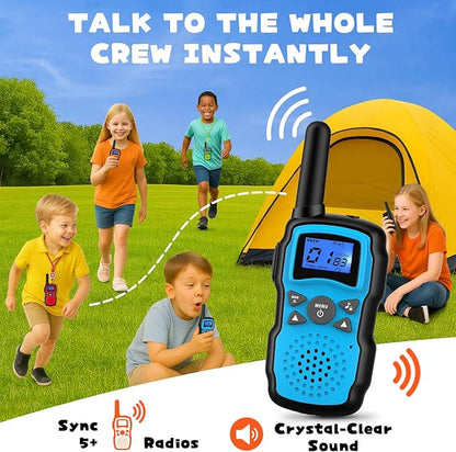 Wishouse Walkie Talkies for Kids Rechargeable 4 Pack,Walky Talky for Adults 2 Way Radio with 2 USB Chargers 12000mAh Battery,Camping Games Toy Birthday Halloween Xmas Gift for Children Family