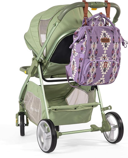 Wrangler Diaper Bag Backpack Aztec Travel Backpack Purses Western Multi-Function Baby Bags for Mom with Waterproof Insulated Pockets