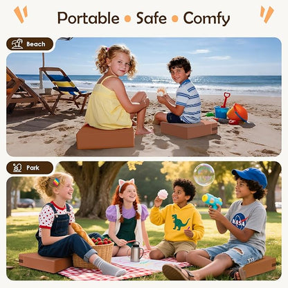 Booster Seat for Kitchen Chair with Comfy Backrest and Adjustable Safety Buckles,Non-Slip Kid Toddler Booster Seat for Dining Table,Portable PU Travel Baby Booster Increasing Cushion Chair