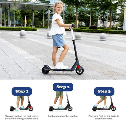 Caroma Electric Scooter for Kids Ages 6-12,150W/180WMotor,10 MPH Max Speed & 7 Miles,Colorful Lights,Adjustable Height & Speed,LED Display,Foldable Kids Electric Scooter 132 Lbs Max Load,Idea Gift