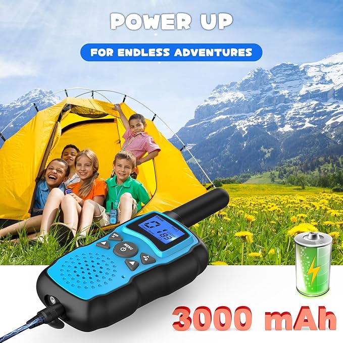 Wishouse Walkie Talkies for Kids Adults Rechargeable Long Range 4 Pack with 2 USB Chargers 12 Batteries,Family Walky Talky,Outdoor Camping Games Indoor Toys Birthday Xmas Gift for Boys Girls Children