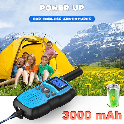 Wishouse Walkie Talkies for Kids Rechargeable 4 Pack,Walky Talky for Adults 2 Way Radio with 2 USB Chargers 12000mAh Battery,Camping Games Toy Birthday Halloween Xmas Gift for Children Family