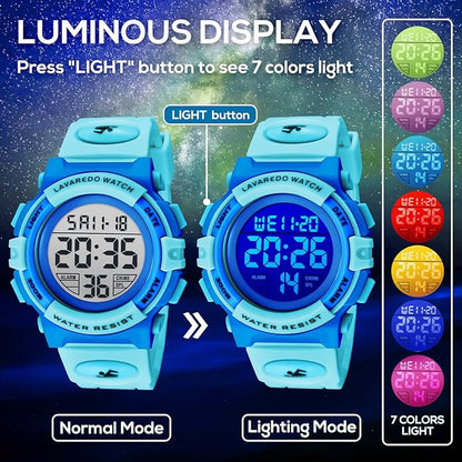 Kids Watch,Boys Watch for 3-15 Year Old Boys,Digital Sport Outdoor Multifunctional Chronograph LED 50 M Waterproof Alarm Calendar Analog Watch for Children with Silicone Band,Kids Gift