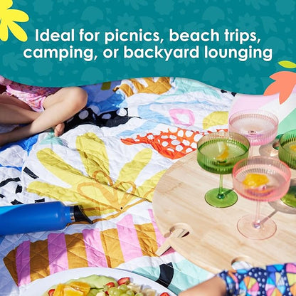 Jumbo Picnic Rug, Large Picnic Mat, 6'7" x 6'7", Outdoor Waterproof Picnic Blanket Beach Mat, Foldable & Waterproof, Picnic Blankets Ideal for Beach & Park, Outdoor Blanket, Pop Pip Pow