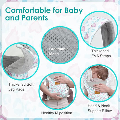 Baby Carrier Newborn to Toddler, Ergonomic Adjustable Toddler Carriers for 7-66 Lbs, Cozy Lightweight Infant Carrier with Neck Support, Baby Holder Carrier with Lumbar Support for Mom Dad