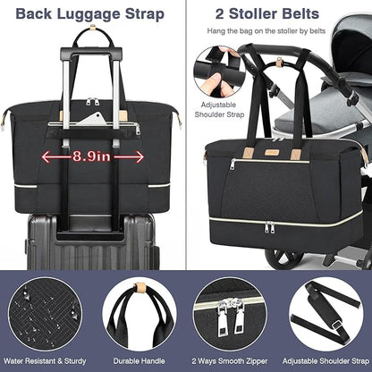 ITIEZY Diaper Bag Tote for Baby - Large Mommy Bag with Portable Changing Pad Pacifier Case, Hospital Bags Travel Baby Bag