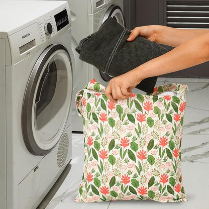 2pcs Travel Waterproof Laundry Bag, Cloth Diaper Wet Dry Bags with Handle & 2 Zipper Pockets, Reusable Washable Dirty Clothes Bag for Baby Adult Travelling Hanging, Bathing Beach Pool Daycare