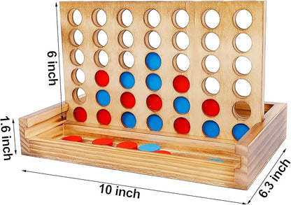 Glintoper Tic Tac Toe & 4 in a Row Tables Game Set, Classic Board Line Up 4 for Living Room Rustic Table Decor and Use as Game Top Wood Guest Room Decor Strategy Board Games for Families