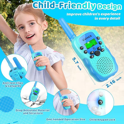 Vvinca Toys for Ages 5-7 Boys Girls, Rechargeable Walkie Talkies for Kids Long Range 22 CH 2 Way Kids Walkie Talkie with Flashlight for Camping Hiking Indoor Outdoor 3 4 5 6-12 Birthday