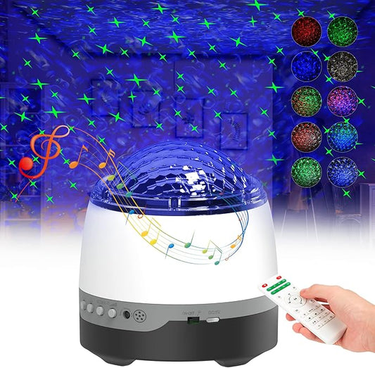 Star Projector, LED Night Light White Noise Sound Machine, 8 Soother Sounds, 10 Light Modes, Music Speaker, Timer and Brightness Adjustable, Sleep Therapy for Baby Nursery Kids Adults Bedroom