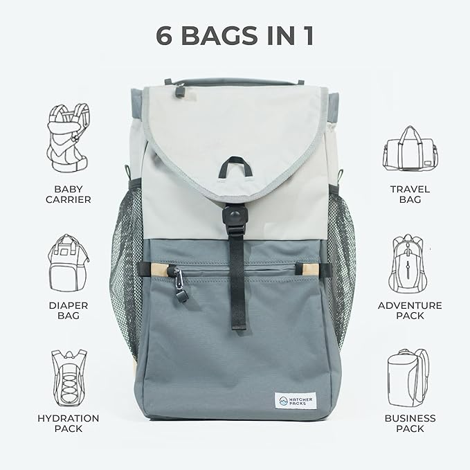 Baby Carrier and 40L Diaper Bag – Hip Healthy Certified Baby Carrier for Newborn to Toddler, Great for Hiking and Everyday Use - Lightweight, Machine Washable, TSA-Ready