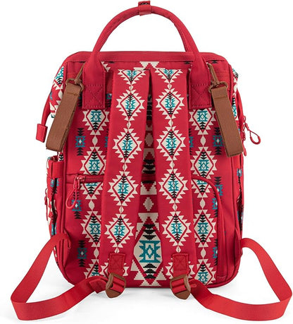 Wrangler Aztec Backpack Organized Daypack Travel Baby Bag with Stroller Strap and Side Bottle Pockets WG2204-9110BDY