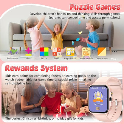 Smart Watch for Kids, 1.85" Fitness Tracker Pedometer Watch, Health, Sleep Monitor, Puzzle Games, Alarm Clock, Camera, Music Player, Torchlight, Activity, Gift Toys for 4 - 13 Years Old Boys and Girls