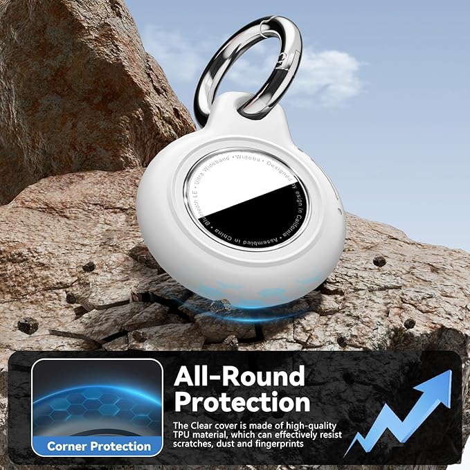 Upgrade Waterproof 2 Pack Airtags Holder with Apple Airtags Keychain, Hard PC Air Tag Case, Anti-Scratch & Shock Air tag Holder, Men's Women's Keyrings & Keychains-White+Mint Green
