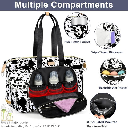 ITIEZY Diaper Bag Tote for Baby - Large Mommy Bag with Portable Changing Pad Pacifier Case, Hospital Bags Travel Baby Bag