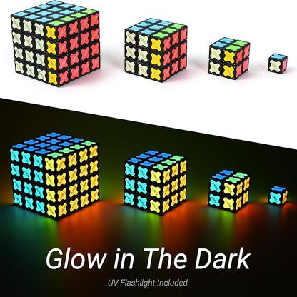 TOSY Magnet Cube 3x3 - 240 Magnets, 30 Blocks, 7in1 Toy: Puzzle Cube Game, Creative Building Blocks, Transformable Fidget Spinner, Infinity Cube, Magnet Tiles, UV Flashlight, Glowing STEM/STEAM Toy