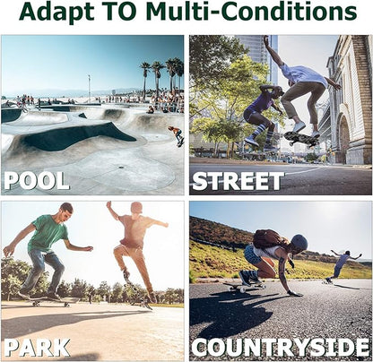 WhiteFang Skateboards for Beginners, Complete Skateboard 31 x 7.88, 7 Layer Canadian Maple Double Kick Concave Standard and Tricks Skateboards for Kids and Beginners