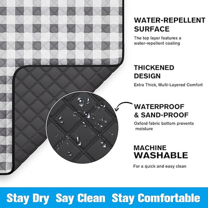 TigeJoy Extra Large Picnic Blanket Waterproof Foldable 80''x80'', Outdoor Picnic Mat Beach Blanket Sandproof for Park, Grass, Travel, Hiking, Camping Essentials, Gingham Picnic Blanket