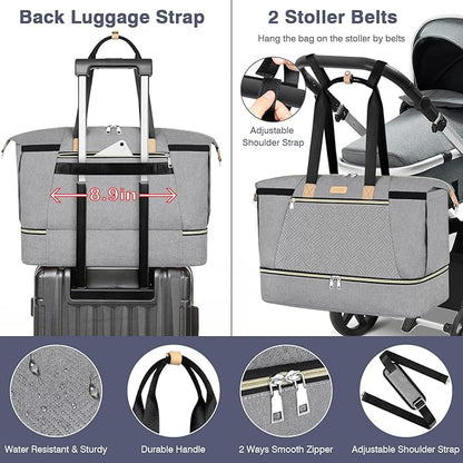 ITIEZY Diaper Bag Tote for Baby - Large Mommy Bag with Portable Changing Pad Pacifier Case, Hospital Bags Travel Baby Bag