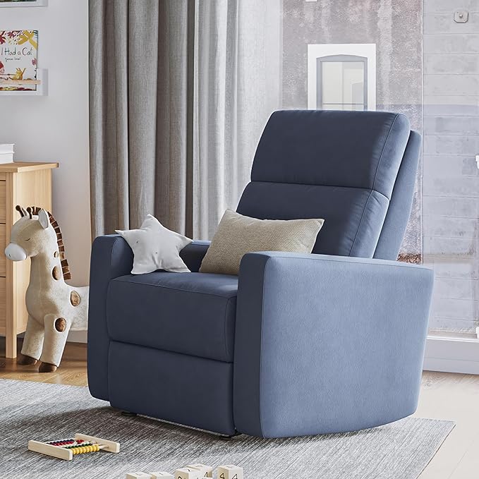 Nurture& The Glider – Premium Power Recliner Nursery Chair with Stationary Headrest | Designed for Comfort and Simplicity | Built-in USB Charger