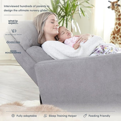 Nurture& The Glider – Premium Power Recliner Nursery Chair with Stationary Headrest | Designed for Comfort and Simplicity | Built-in USB Charger