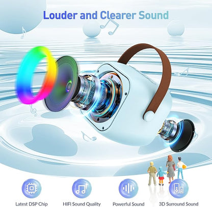 Karaoke Machine, Portable Bluetooth Speaker with 2 Wireless Microphones for Kids, Karaoke Toys Gifts Toys for Girls Boys Family Home Party (Blue)