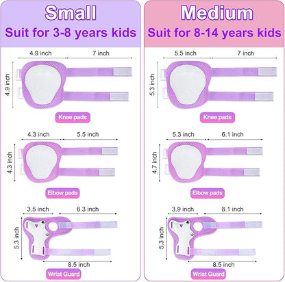 Kids Bike Helmet with DIY Stickers and Knee Pads Elbow Pads Wrist Guard Set for Ages 3-8-14 Toddler Boys Girls Helmet for Roller Skates Cycling Skateboarding Bicycle Scooter