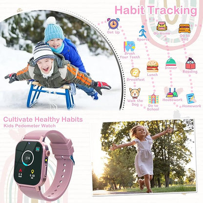 Kids Smart Watch for Girls Age 5-12, 32 Games HD Touch Screen Girls Watch with Camera Video Music Player Pedometer Flashlight 12/24 hr Gifts for 6 7 8 9 10 Year Old Girl Birthday Gift